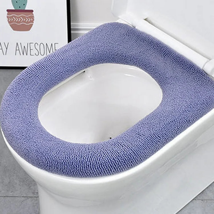 Funda de asiento de inodoro cálida de invierno, alfombrilla de inodoro para baño con asa, cojín grueso suave lavable, accesorios para calentador de inodoro