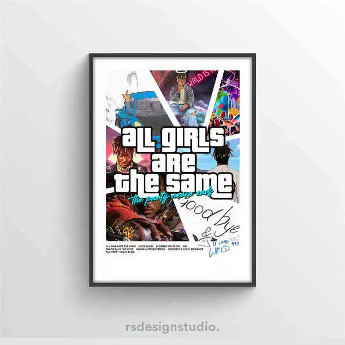 Póster de Juice WRLD Pop Hip Hop Rap Cantante Álbum de Música Portada de Bar de Asma Foto Arte HD Lienzo