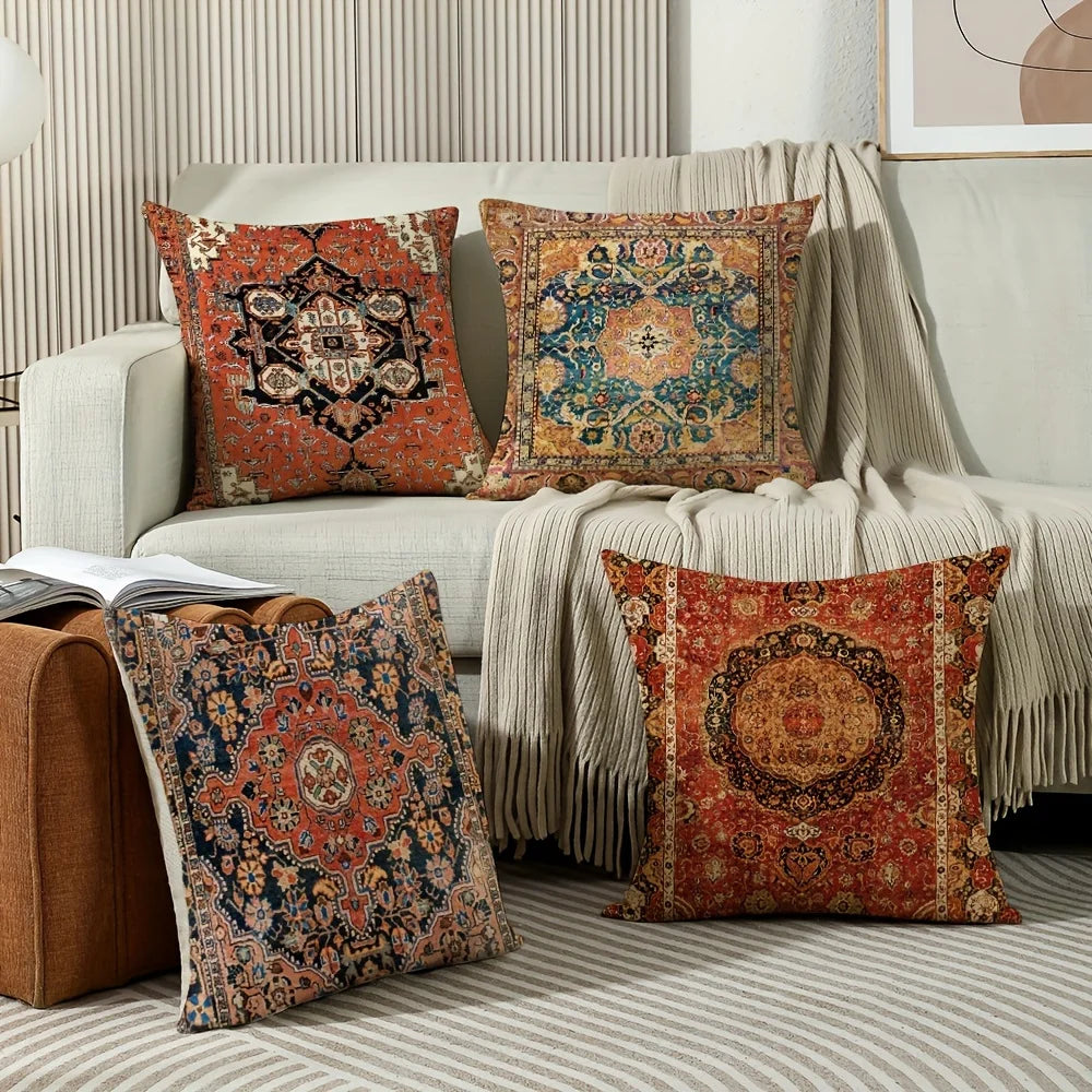 VIKAMA Funda de Almohada Bohemio Retro, Funda de Cojín Étnico Nórdico, Lavable, Cierre con Cremallera, Decoración para Sofá y Dormitorio