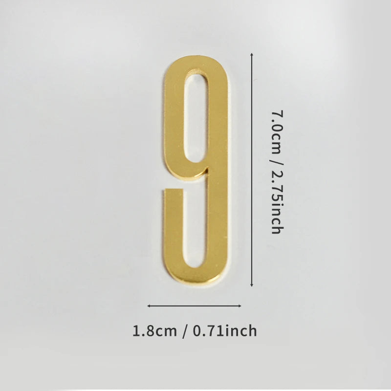 Golden Door Number with Backing Adhesive 7cm Metal House Number Apartment Door Number for Outdoor Hotel Home Mailbox Label