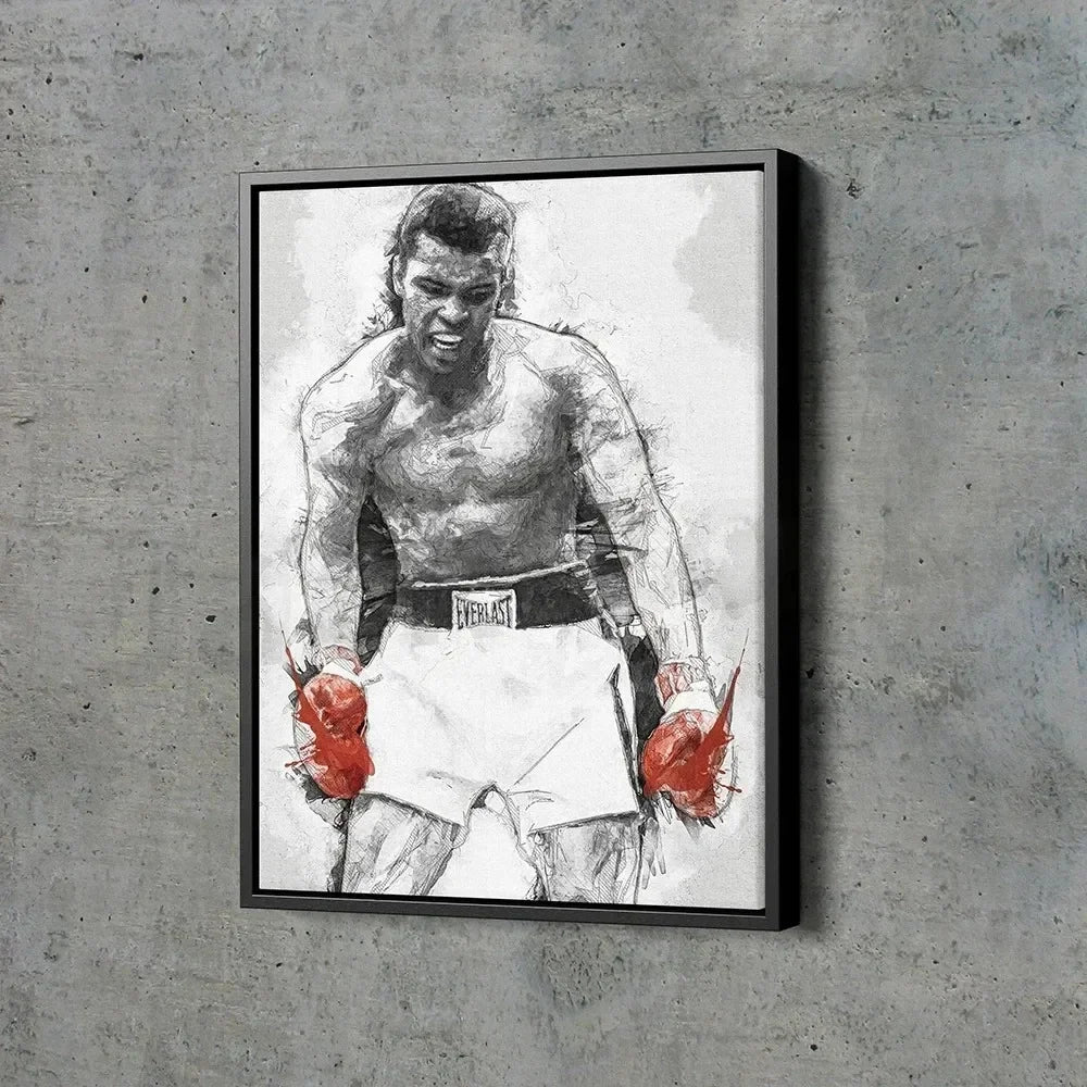 Classic Vintage Wall Art Mike Tyson Vs Muhammad Boxing Painting, HD Canvas Printed Poster, Home Living Room Bedroom Decoration