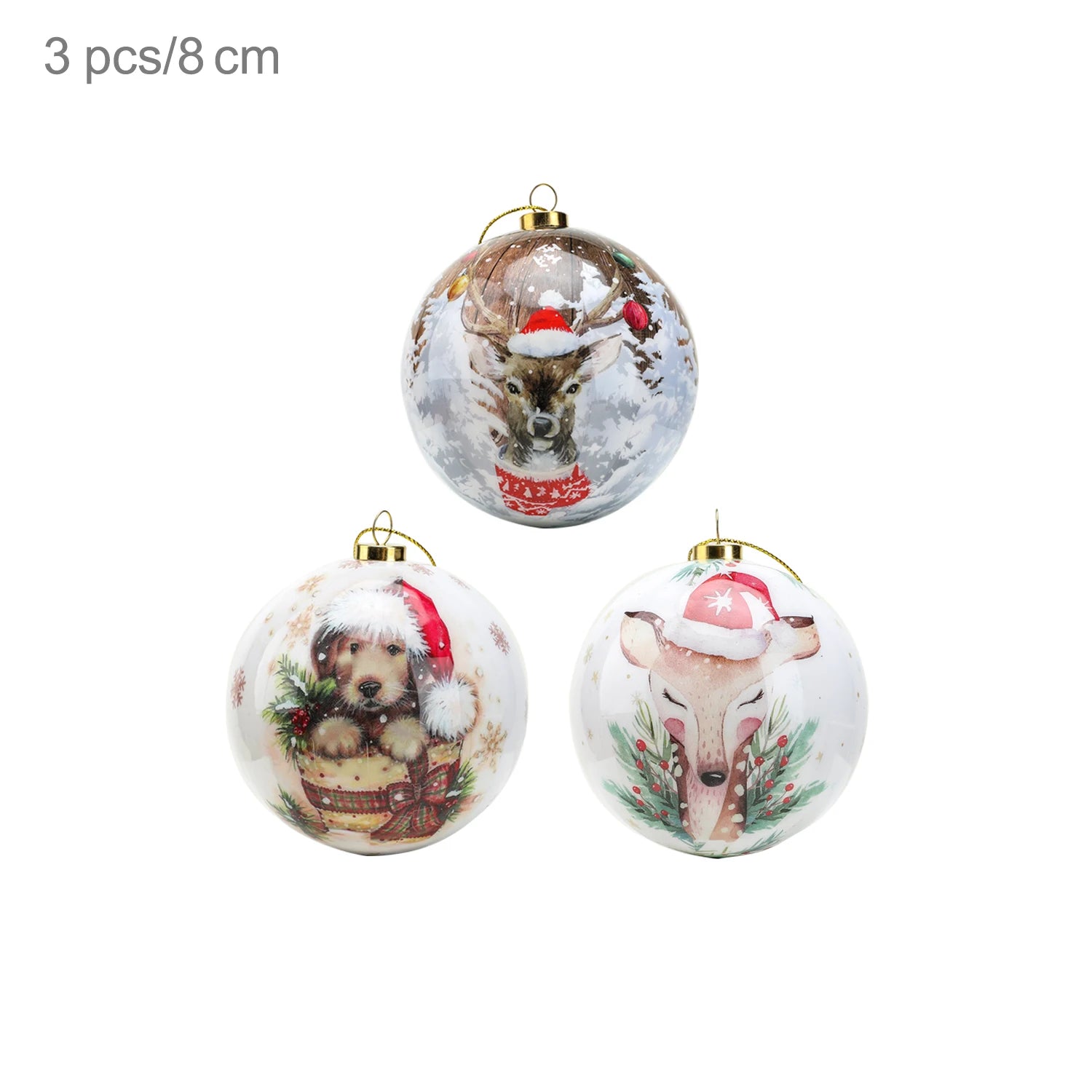 3pcs 8cm Christmas Balls Original Gifts Christmas Decoration 2024 Christmas Tree Decorations Gift Decoration Pendants Baubles