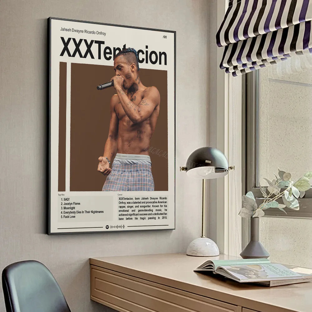 XXX-Tentacion Rock Rapper Música Álbumes Póster HD Pósters Decoración Hogar Habitación Bar Cafetería Arte Pintura Mural Cuadro