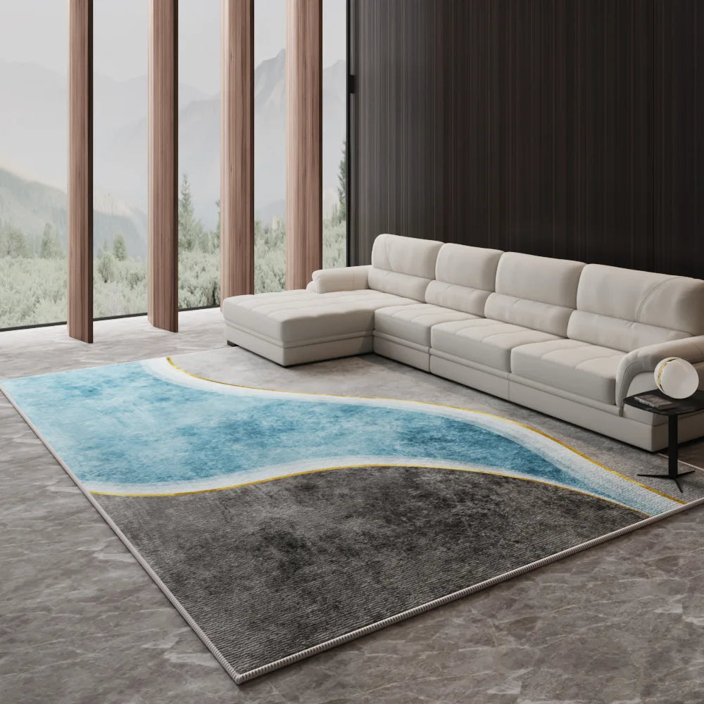 Alfombra Nórdica de Lujo Ligero VIKAMA para Sala de Estar, Sofá, Mesa de Centro, Tapete de Piso para Dormitorio y Salón, Alfombra de Gran Área, Decoración del Hogar