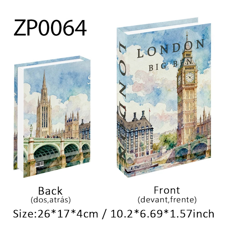 Paris Rome Dubai Luxury Decorative Books Interior Decoration Fake Book Storage Box Coffee Table Bedroom Ornaments Home Decor