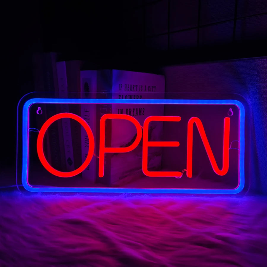 Enseigne Néon Ouverte, Grande Lampe Commerciale Alimentée Par USB, Utilisée Pour La Décoration À L'entrée Des Cafés, Bars, Restaurants Et Salons.