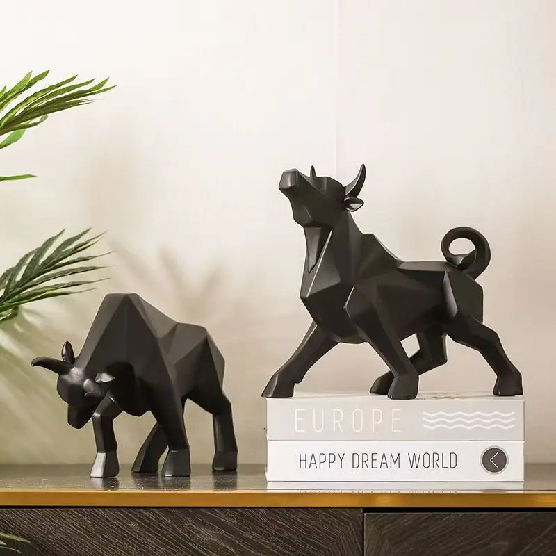Ornements de taureau en résine, style nordique moderne et simple, artisanat de décoration créatif pour la maison, bureau, étude, statue de vache, figurine animale