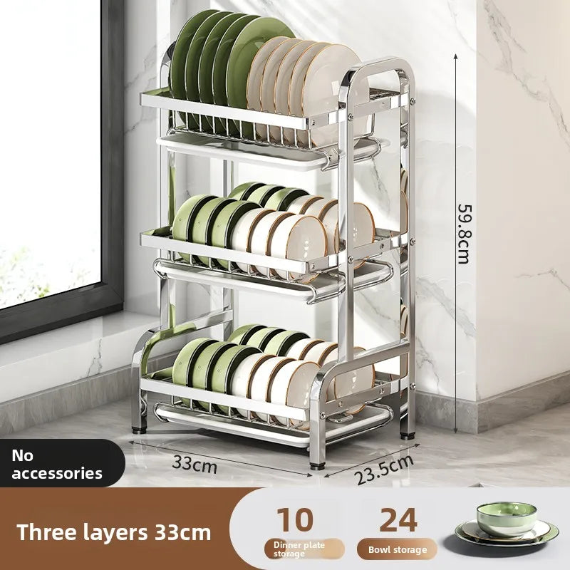 Rejilla de secado de platos de acero inoxidable, escurreplatos compacto de cocina, juego de escurridores, escurridor grande a prueba de óxido con soporte para utensilios