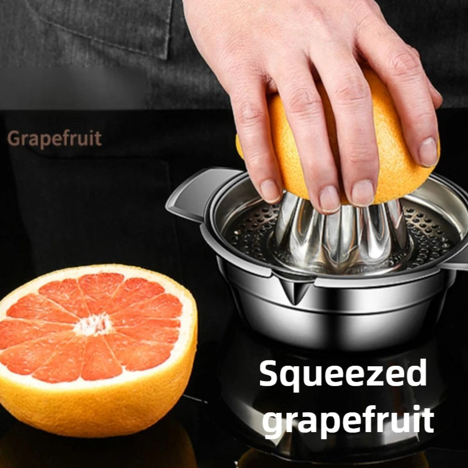 Exprimidor manual de acero inoxidable para limones y naranjas, prensador de cítricos con tazón y colador para extracción de jugo fresco