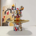 29cm Graffiti Bear Figurine Home Decoration Animal Statue Keys Storage Shelf Modern Room Sculpture Table Decor Abstract Ornament