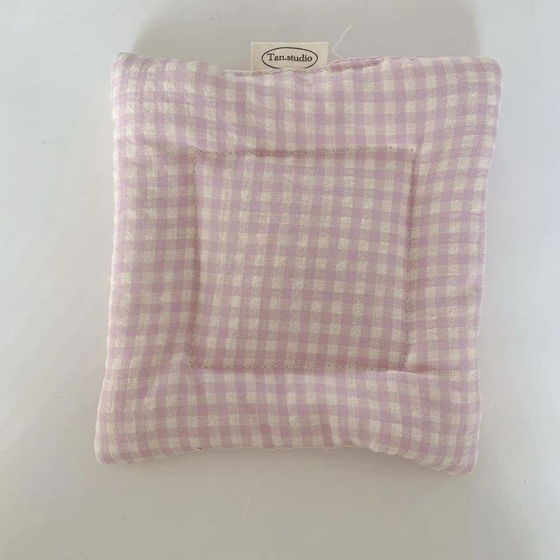 Lattice Series Multi-color Square Korean Cotton Coasters Fresh Table Cloth Heat Insulation Mat Coffee Cup Placemat Table Decor