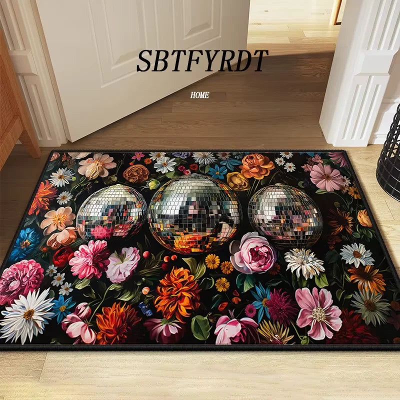 VIKAMA Hermosa alfombra de puerta con diseño de flores, alfombra de exterior, felpudo de bienvenida, alfombra suave para sala de estar, alfombra suave para dormitorio, decoración del hogar