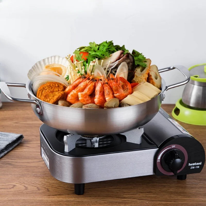 Batterie de cuisine en acier inoxydable Casserole Casseroles sèches avec poignée Cuisine à domicile Poêle à paella Marmite à fruits de mer Assiettes à pique-nique