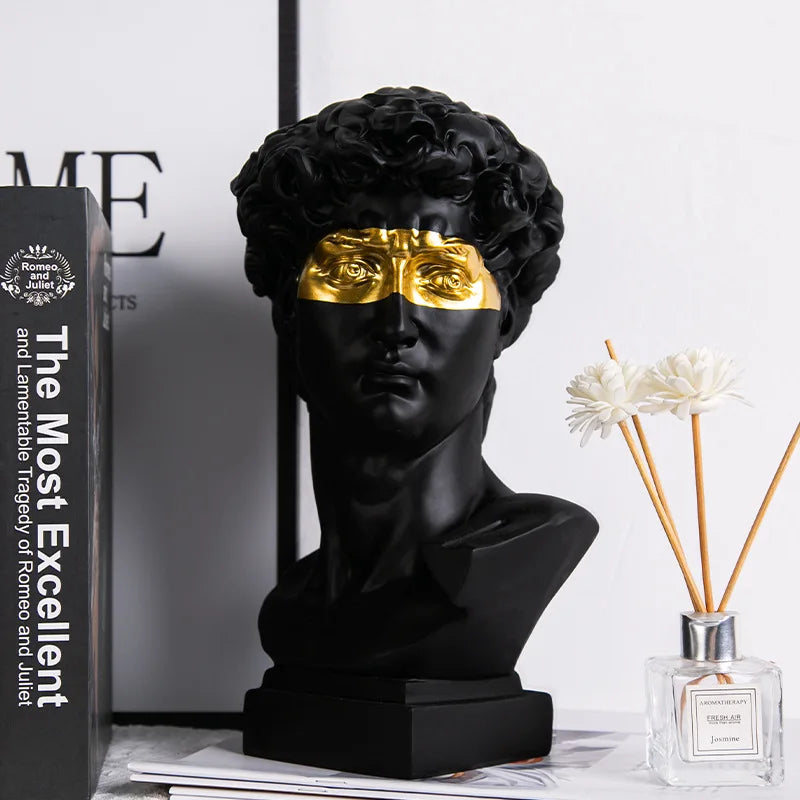 Decoración Hogar Europea Cabeza de David Resina Estatuas Estatuas Decoración Hogar Arte Abstracto Moderno Escultura Busto Práctica de Bocetos de Arte