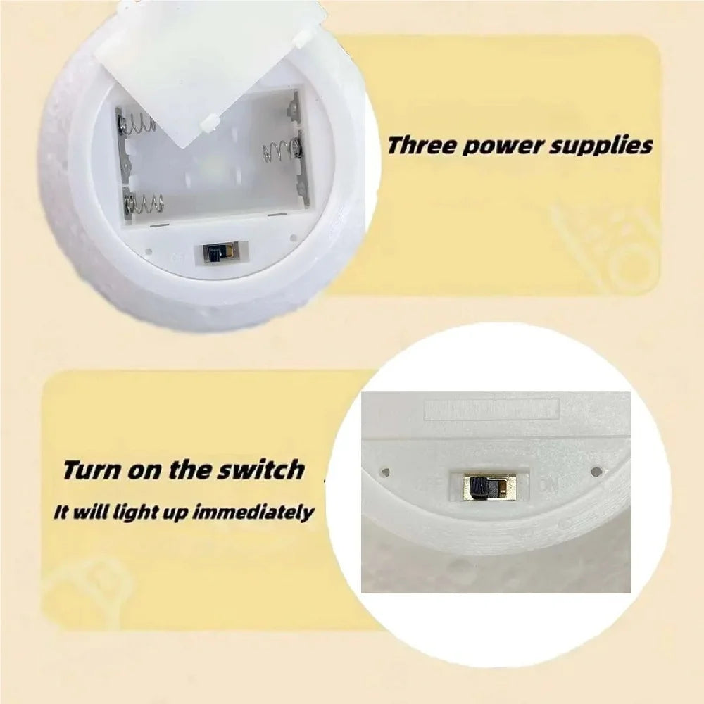 1PC LED Lámpara de Noche de Luna con Impresión 3D Luz Blanca Cálida Decoración con Batería Lámpara de Mesa, Iluminación Ambiental para Decoración de Habitaciones y Regalos