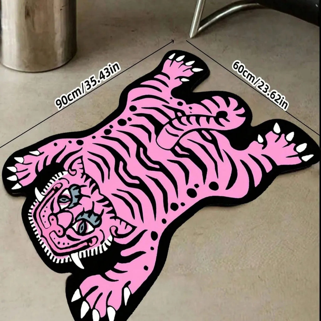 Alfombra con forma de tigre de dibujos animados VIKAMA para sala de estar, dormitorio infantil, alfombras de cabecera, decoración del hogar, alfombrillas antideslizantes para cocina y balcón.