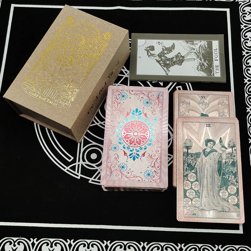 Fantásticas 80 cartas de tarot de PVC impermeables de alta calidad con lámina plateada, con estuche tipo flip como regalo de lujo