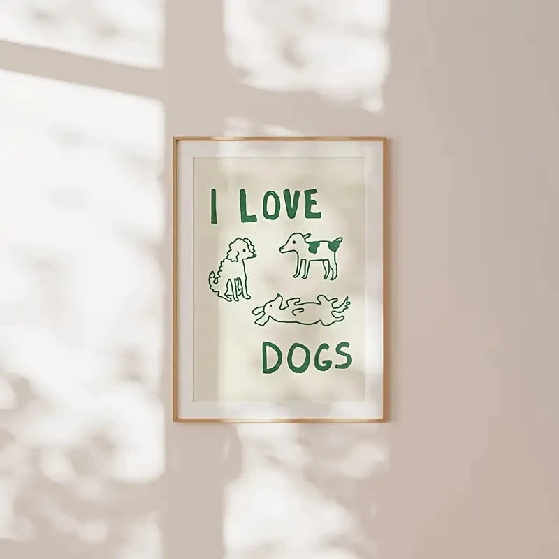 I Love Dogs Texto Y Ilustraciones Sencillas De Perros Cuadros Decorativos Lienzo Pintura Póster Para Sala De Estar Decoración Del Hogar