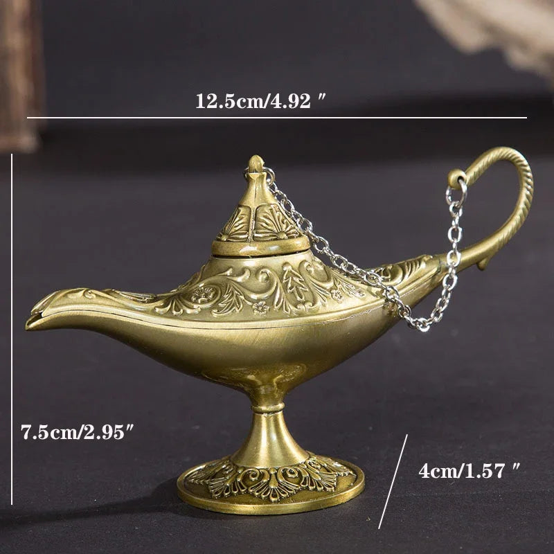 12cm (4.7") Lampes de Génie Magique Aladdin Rares et Creuses Classiques, Brûleurs d'Encens, Lampe à Huile Rétro, Décoration de Maison, Cadeau