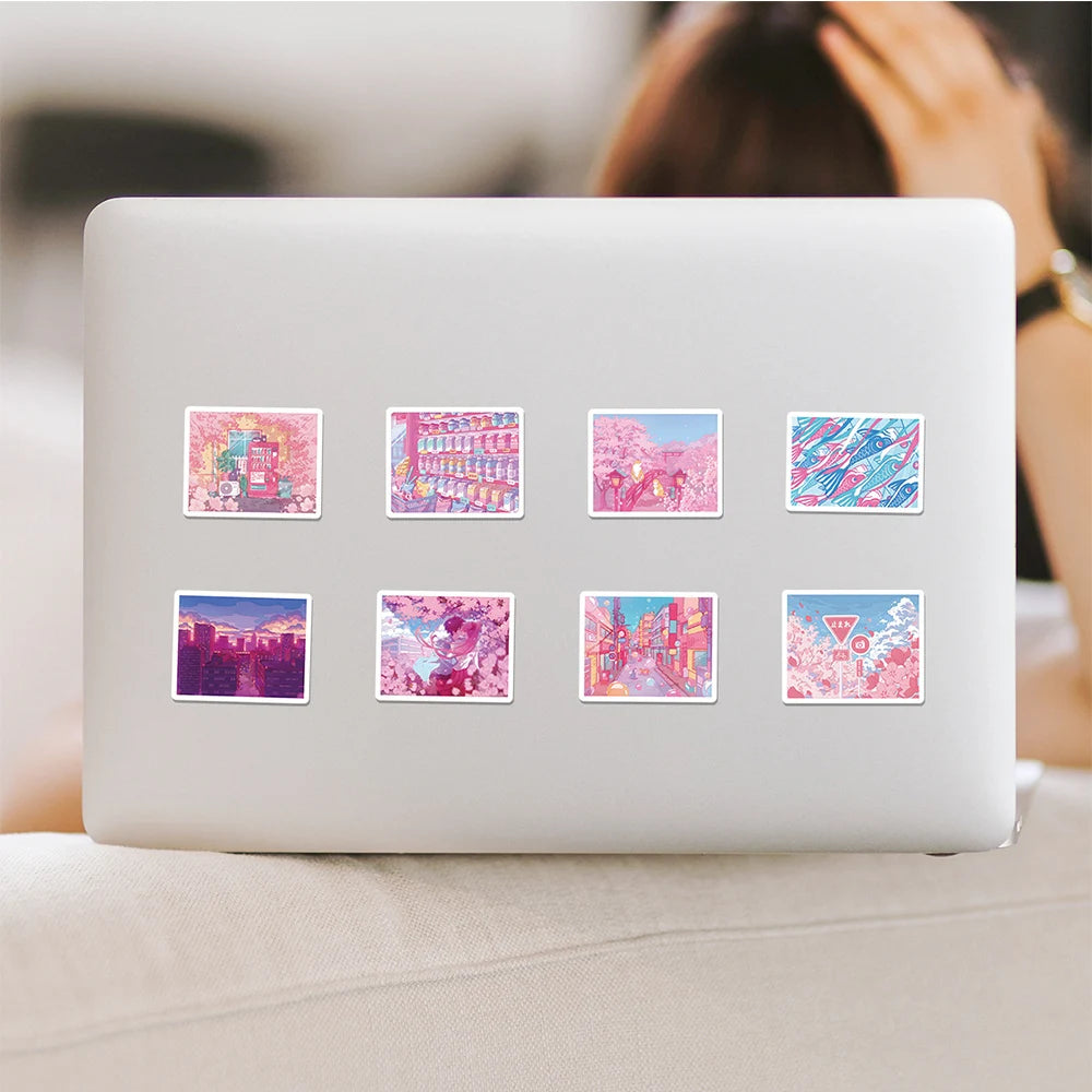 10/30/50pcs Lindas pegatinas estéticas de dibujos animados de Sakura rosa DIY portátil nevera cuaderno maleta coche decoración pegatina juguetes para niños