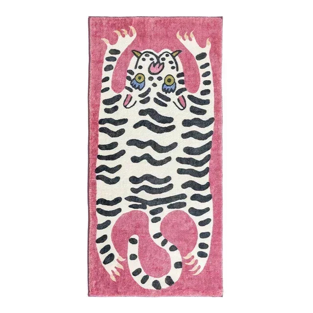 Alfombra de leopardo de dibujos animados VIKAMA para frío y calor, decoración del hogar, alfombrilla de felpa para dormitorio, alfombrilla para zona de descanso de sala de estar