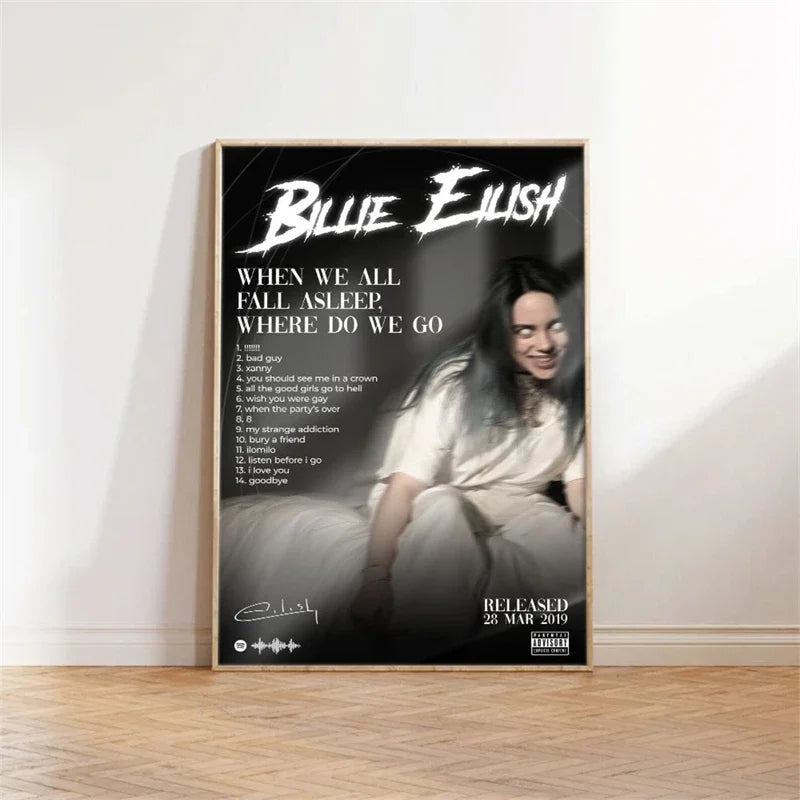 Álbum de Rap Happier Than Ever Póster Estético Rapper Hip Hop Rock Lienzo Decoración de Pared Ideal para Decoración de Habitaciones