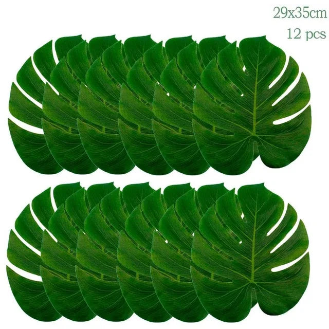 Vaisselle jetable Feuilles Vert Sauge Assiette en papier à bord doré Tasses Serviettes Décoration de mariage Anniversaire Fête Hawaïenne