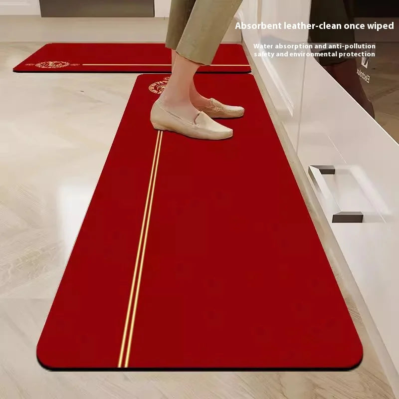 VIKAMA Alfombrillas de cocina de tierra de diatomeas antideslizantes chinas nuevas, resistentes a la suciedad, alfombra recortable, alfombra roja para entrada y baño