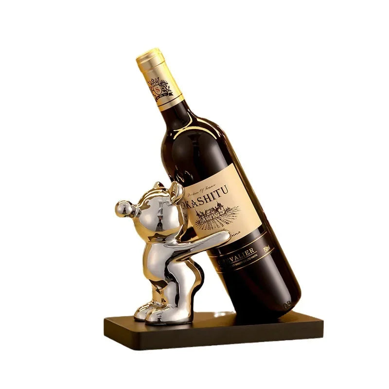 Soporte de almacenamiento de encimera para botellas de vino de oso de burbujas de cerámica para bodas, fiestas y decoración del hogar