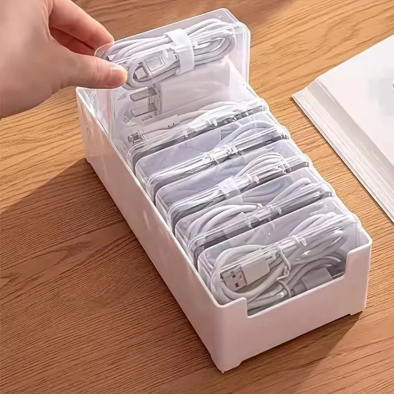 Organizador de accesorios de joyería para cables, caja de almacenamiento de plástico duradero, suministros de oficina diarios, gestión de cables de carga