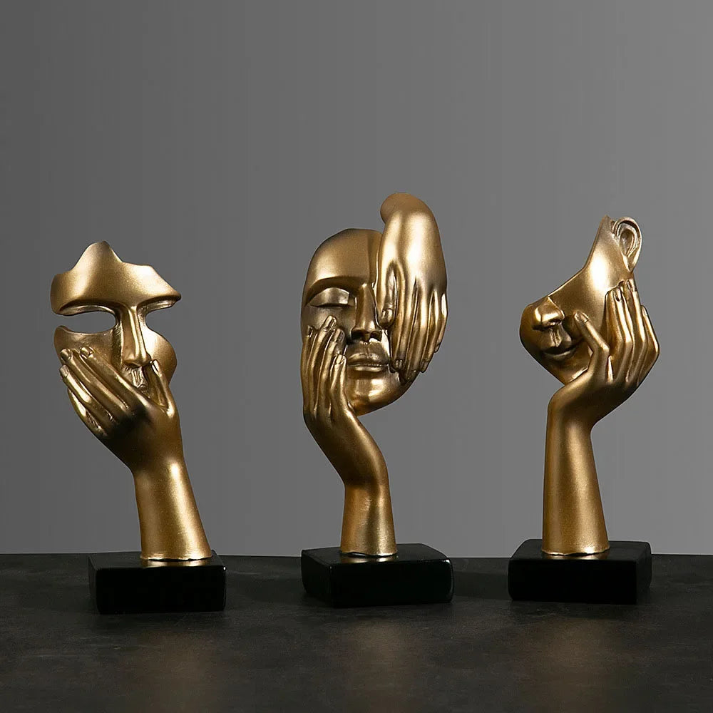 Statues de masques abstraits en résine Figurines miniatures européennes pour l'intérieur, la maison, le bureau, le bureau, la figurine de bureau, l'ornement, le cadeau