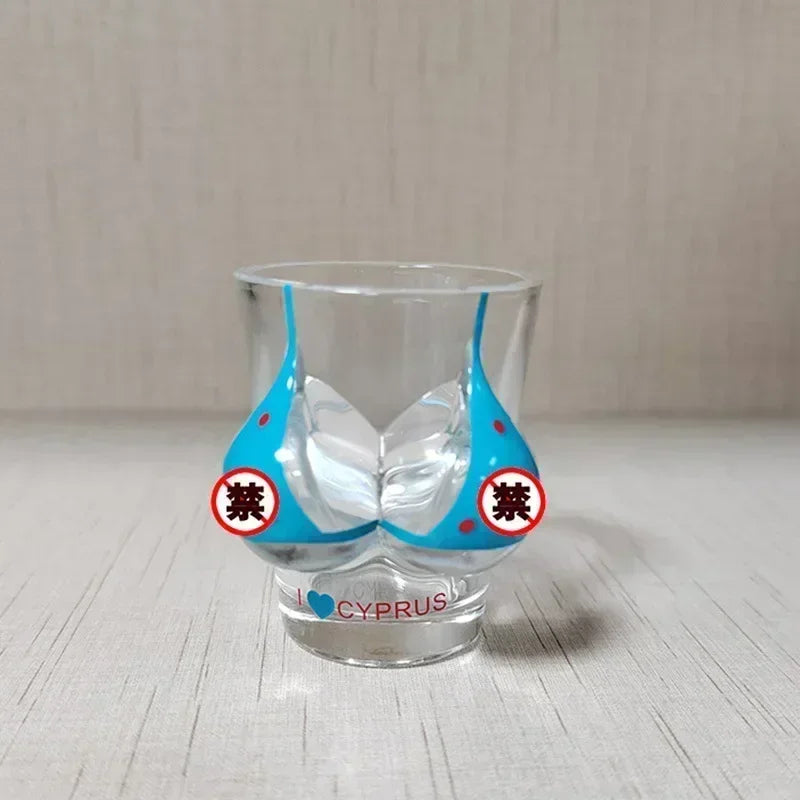 Vaso de cristal pintado a mano para mujer, copa de vino pequeña, bikini humano duradero, vaso de chupito