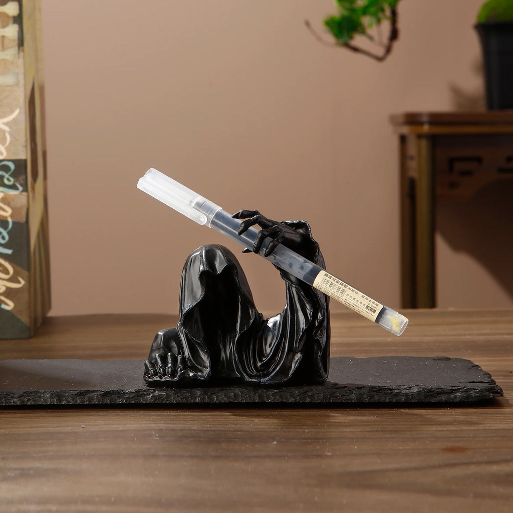 Portalápices de resina con escultura de la Parca, estuche para bolígrafos de tinta, organizador de escritorio, material de oficina y escuela, regalo