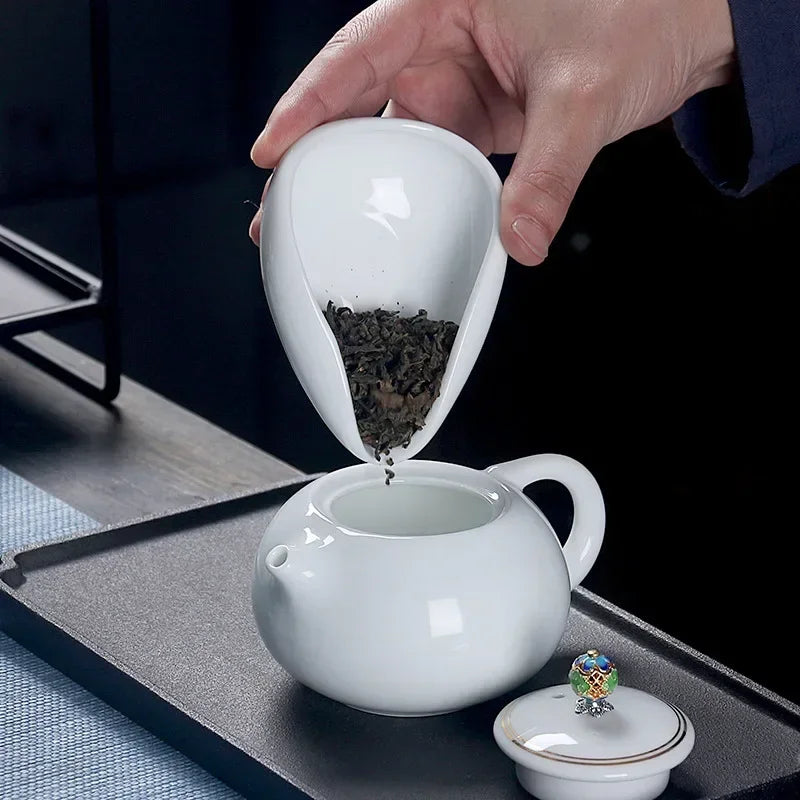 Plateaux de dosage pour grains de café, en céramique, blanc pur, porcelaine lisse, cuillère à café, séparateur de thé, récipient, cuillère à grains de café, pelle, plateaux à thé