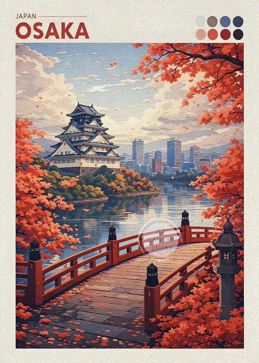 Japan Cityscape Poster Tokyo Shizuoka Cherry Blossoms Mt.Fuji Autumn Torii Gate Okayama Castle Canvas Print Living Room Decor