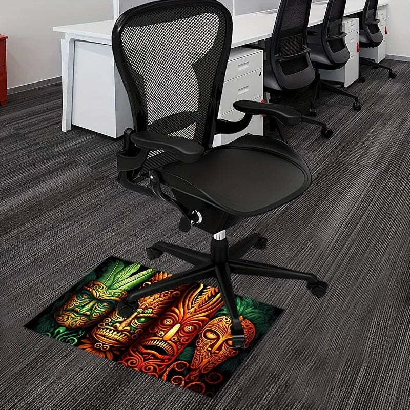 VIKAMA Alfombra Máscara Tiki para Dormitorio, Sala de Estar, Estudio, Alfombrilla de Puerta Decorativa para Entrada, Tapete Suave y Cómodo para el Hogar
