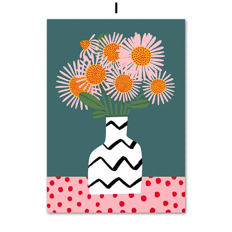 Póster nórdico de lona con diseño de labios, jarrón de flores, guepardo salvaje, tigre, arcoíris, chica, para decoración de sala de estar