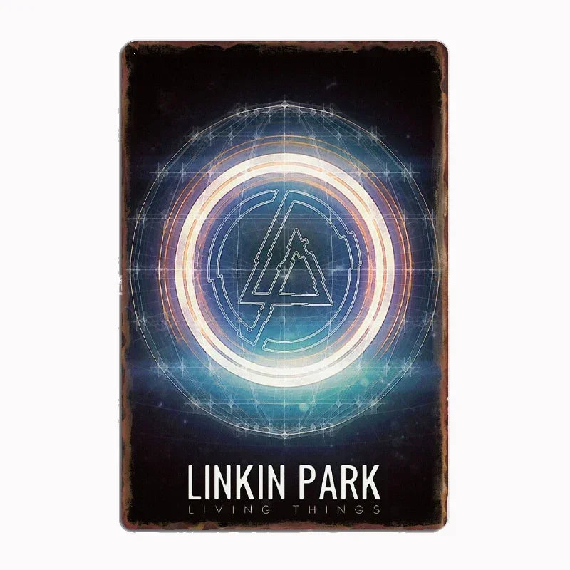 Linkin P-Park Tin Sign Plates by MusicCharmDecor - Retro Metal Posters with Iconic Lyrics & Stage Art, Stylish Design