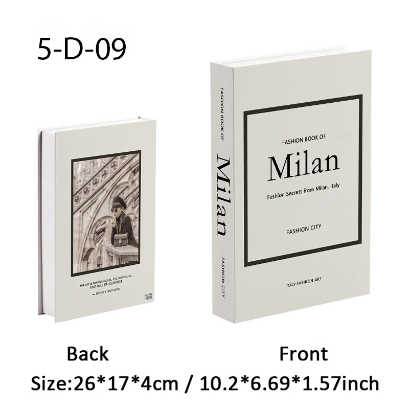 Fashion Paris Milan Luxe Fake book Decorative Books Storage Box Home Interior Decoration Coffee Table Bedroom Living Room Decor