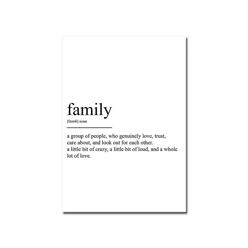 Happy Family Quote Wall Art Black White Poster Love Heart Print Nordic Canvas Painting Minimalist Picture Living Bedroom Decor