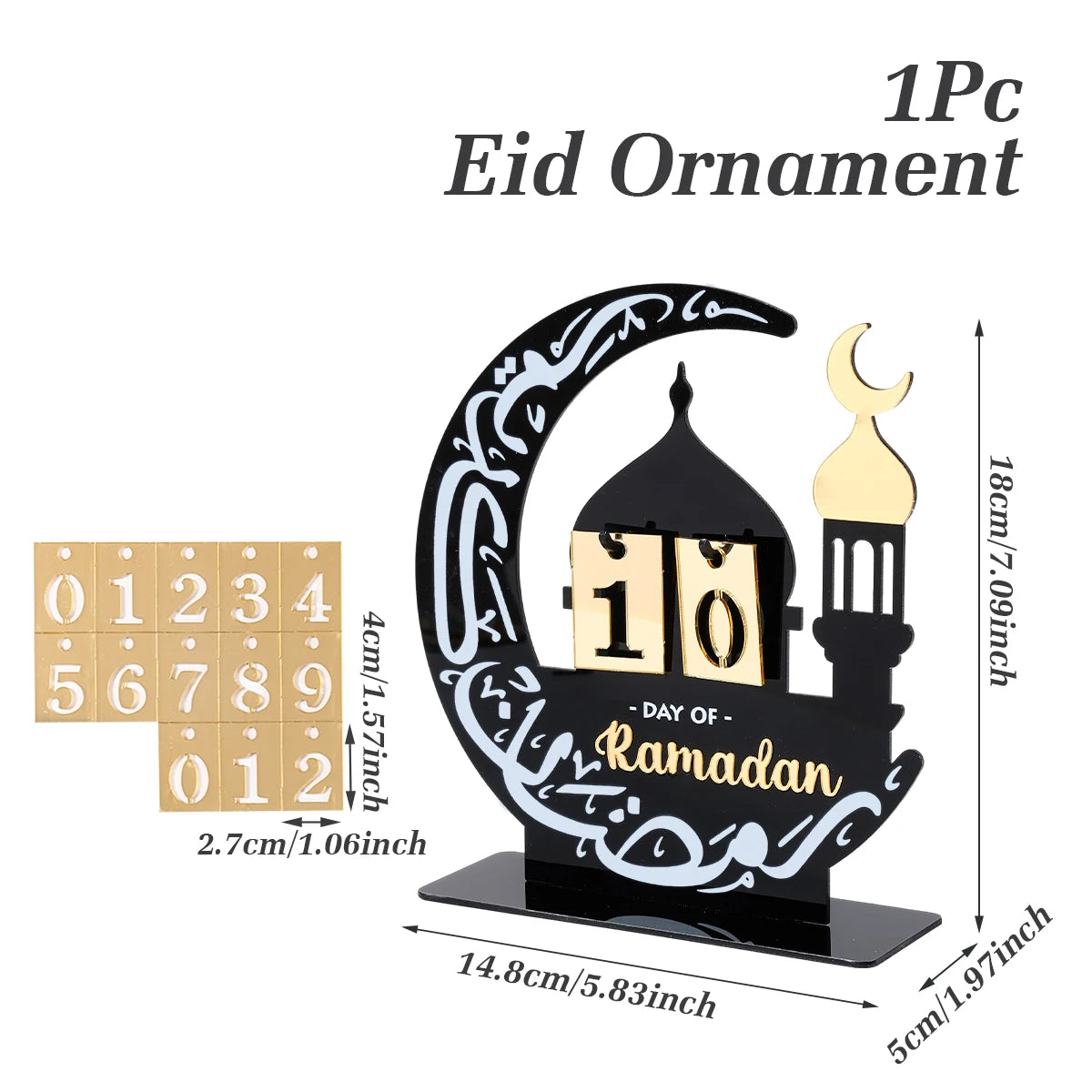 Calendrier de l'Avent Ramadan en Acrylique Ornements Cadeaux Aïd Moubarak Décoration Ramadan Pour la Maison 2025 Fournitures de Fête Musulmane Islam Kareem