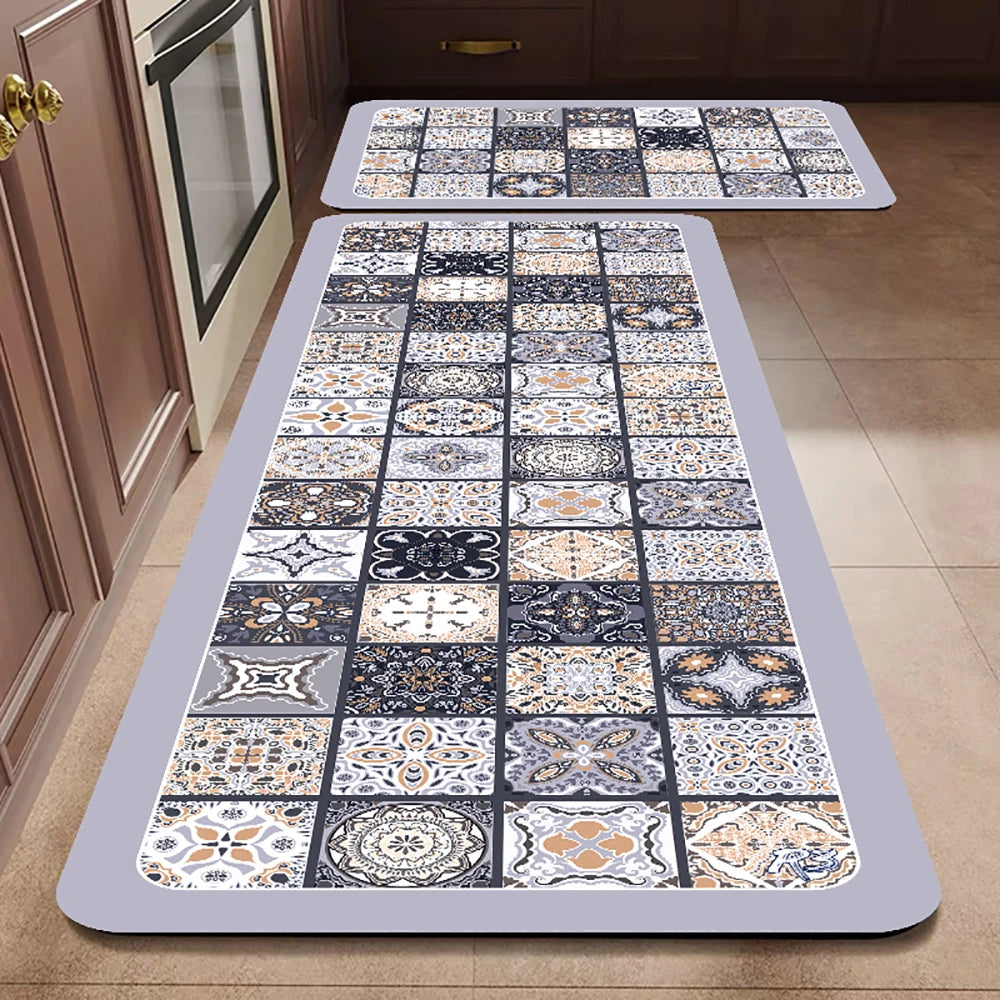 VIKAMA 1/2PCS Alfombra de cocina resistente al aceite, alfombra de baño absorbente de secado rápido, felpudo antideslizante para decoración del hogar