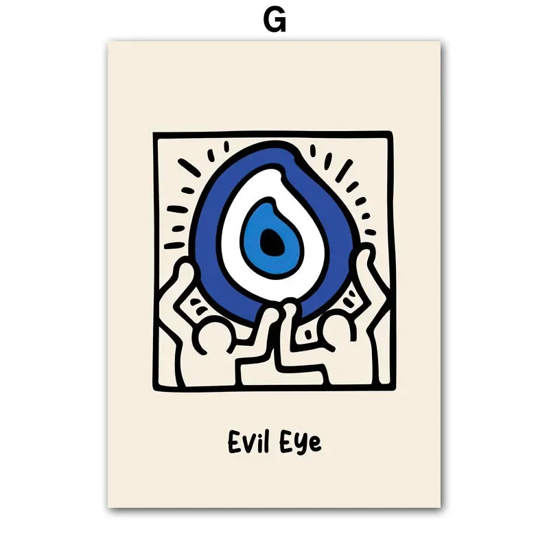 Classic Abstract Wall Art Blue Evil Eye Picasso Bauhaus HD Canvas Print Poster Home Living Room Bedroom Decorative Painting