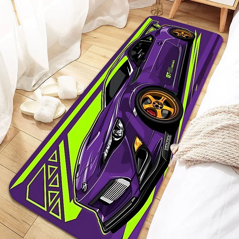 VIKAMA Alfombra Cool Racing Antideslizante Suave para Dormitorio Mesita de Noche Alfombras de Ventana Mantas Pasillo Alfombrillas de Piso Decoración del Hogar