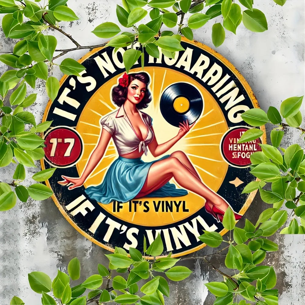 Classic Iron Metal Sign -Round Wall Decor for Music Lovers, Vintage Art for Home, Office, Cafe & Bar, Unique Gift