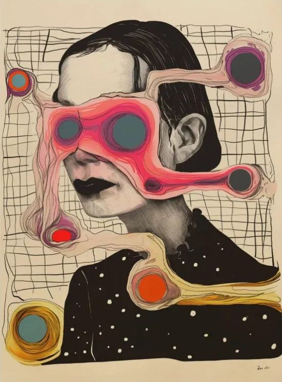 Arte de Pared en Lienzo Adicción a la Cuadrícula Arte Surrealista Hermoso Cuadro Único Impresión Abstracta Moderna Surrealismo Decoración de Pared Arte en Lienzo