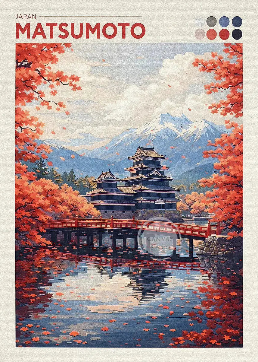 Japan Cityscape Poster Tokyo Shizuoka Cherry Blossoms Mt.Fuji Autumn Torii Gate Okayama Castle Canvas Print Living Room Decor