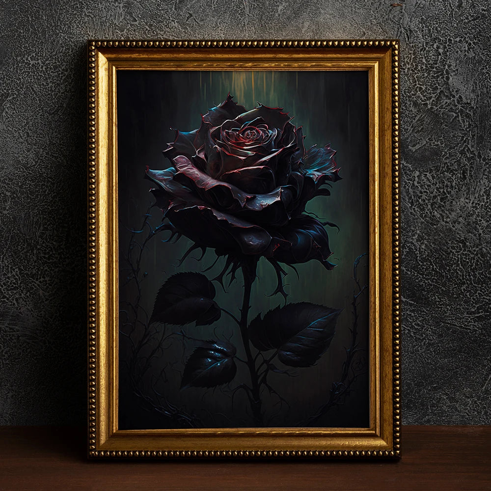 Rétro Corbeau Sorcière Chauve-souris Crâne Academia Sombre Gothique Victorien Tableau Mural sur Toile Affiche Imprimée Cadeaux d'Halloween Décoration de Chambre