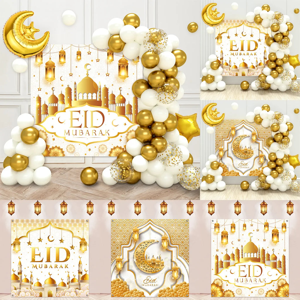 Lot de ballons Eid Mubarak pour le ramadan, décoration de ramadan Kareem, fournitures de fête musulmane islamique 2025