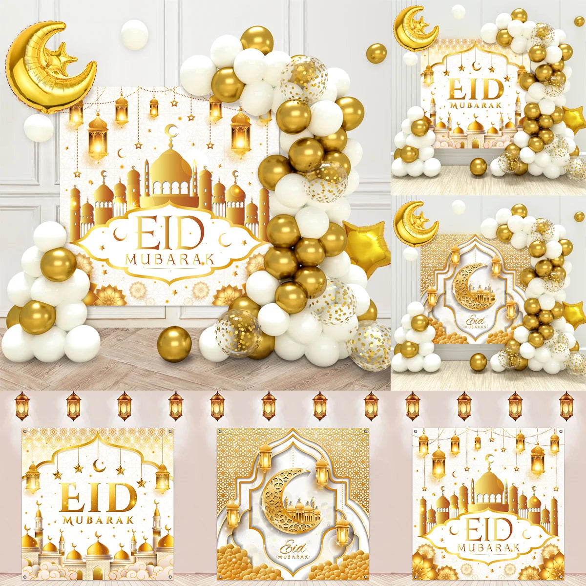 Lot de ballons Eid Mubarak pour le ramadan, décoration de ramadan Kareem, fournitures de fête musulmane islamique 2025